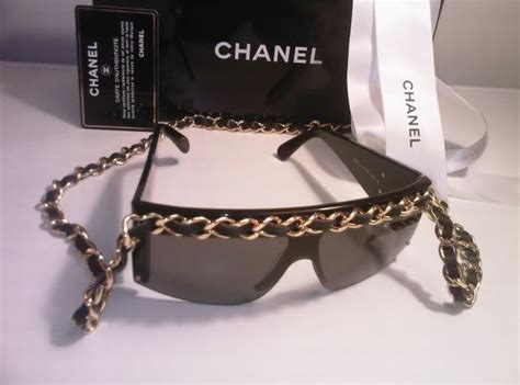 vintage chanel gold chain shield sunglasses|chanel sunglasses sunglass hut.